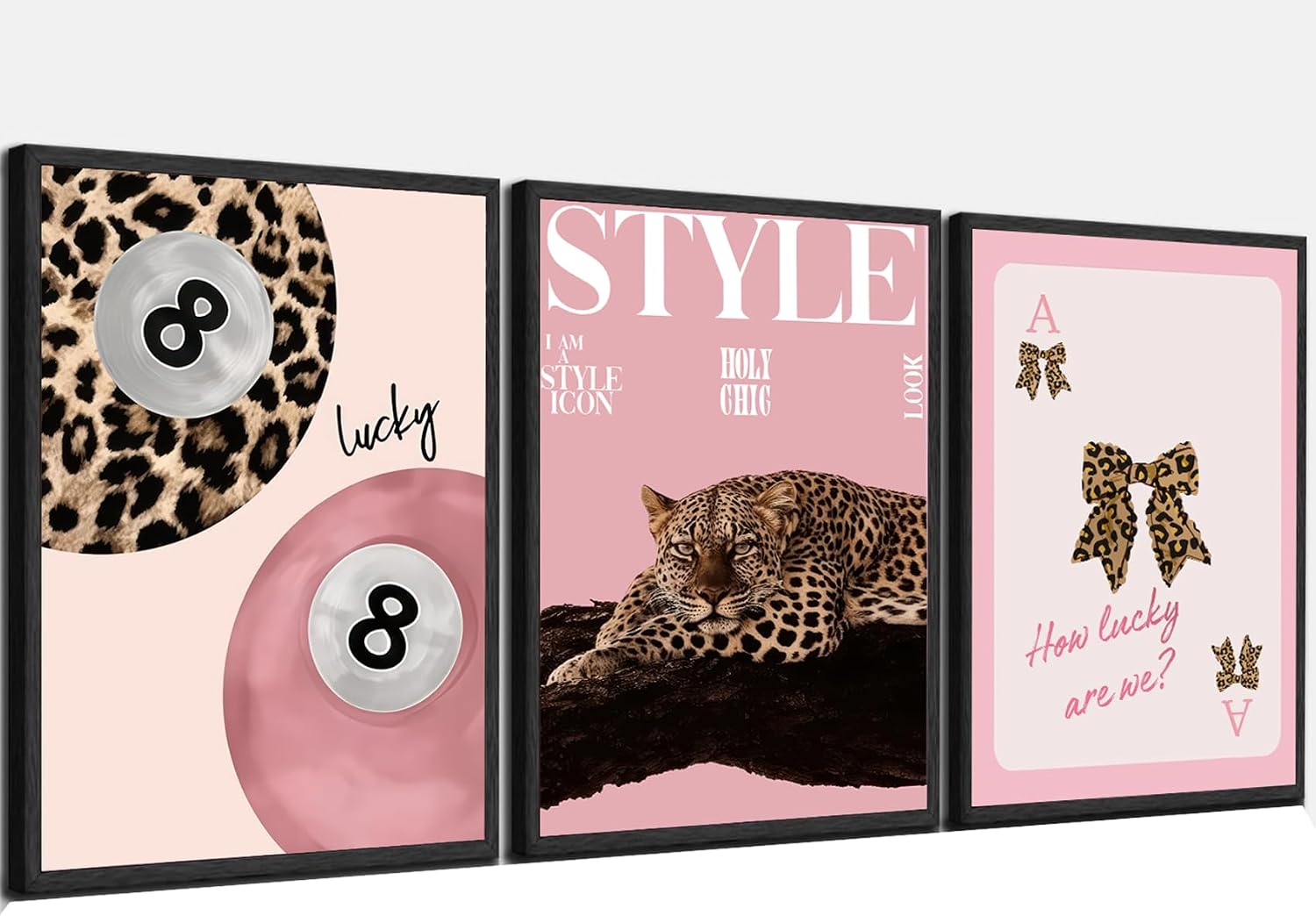 Pink Leopard Cheetah Poster Triptych