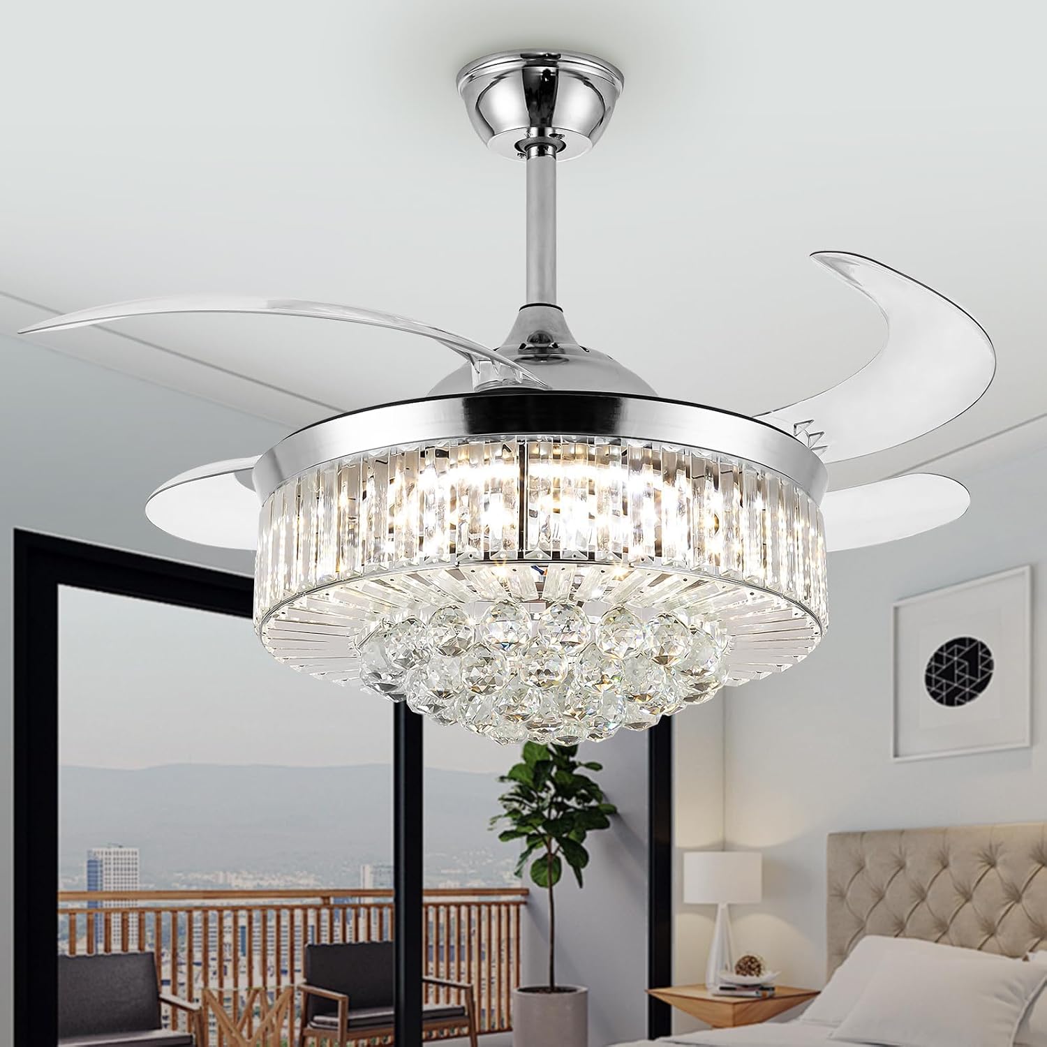 42 Inch Crystal Ceiling Fan
