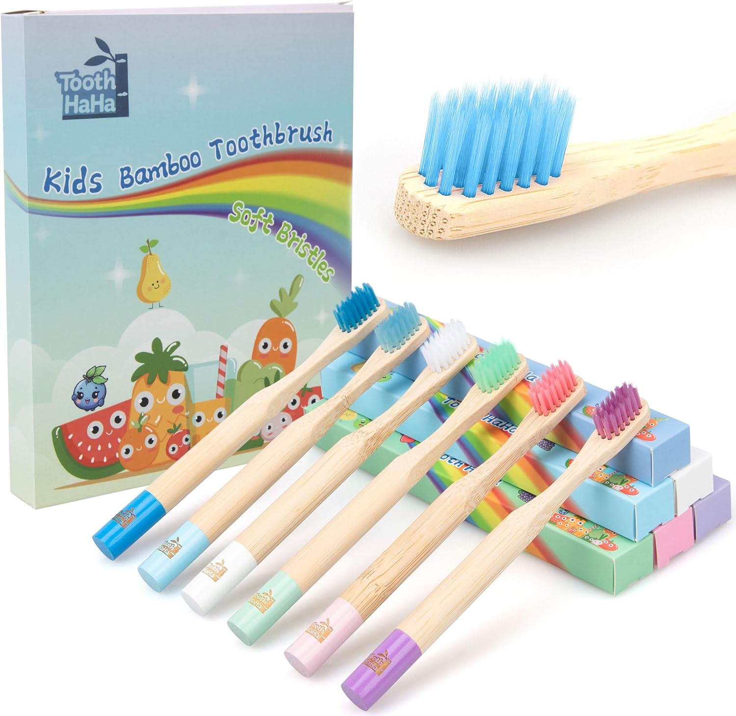 Kids Bamboo Toothbrush Set 6-Pack