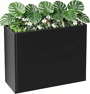 36 Inch Black Metal Planter