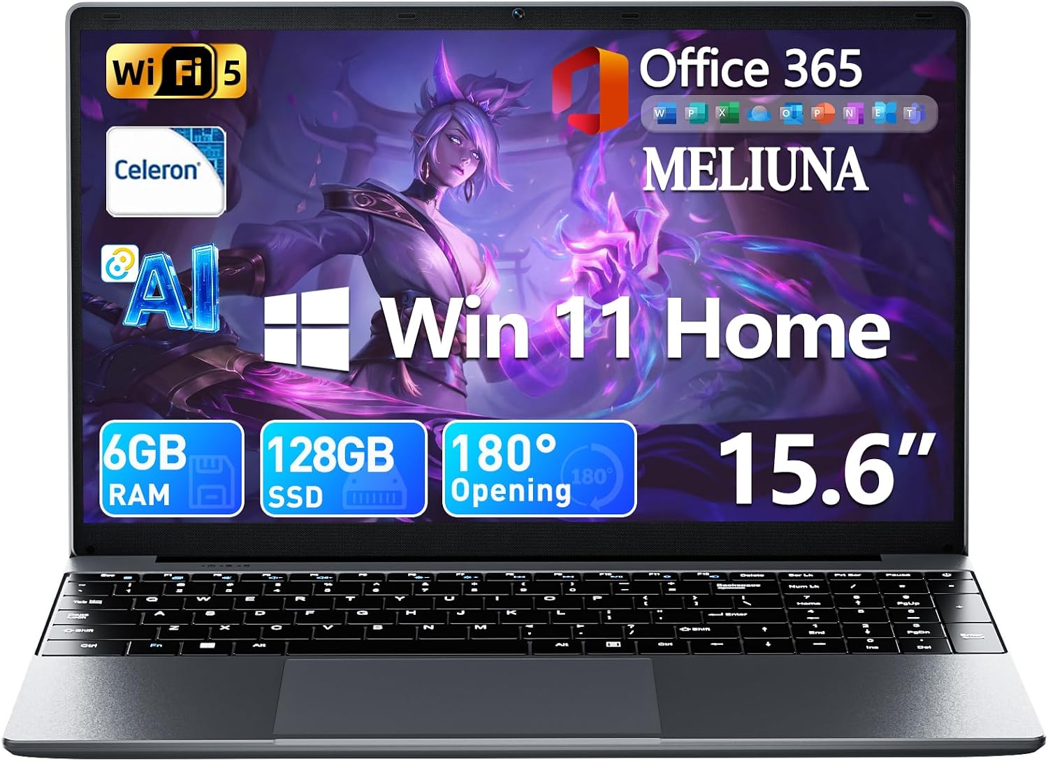 15.6″ AI Laptop with Microsoft Office 365 (6GB RAM / 128GB SSD)