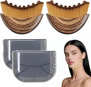 2-Piece Lymphatic Contour Face Sculpting Brush Set (Beige)