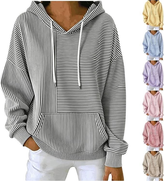 Women’s Striped Oversized Pullover Hoodie