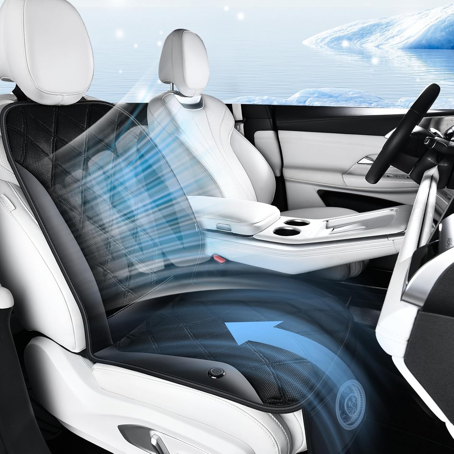 12V-24V Ventilated Leather Cooling Car Seat Cushion