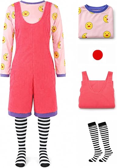 4-Piece Women’s Clown Costume Overalls Romper