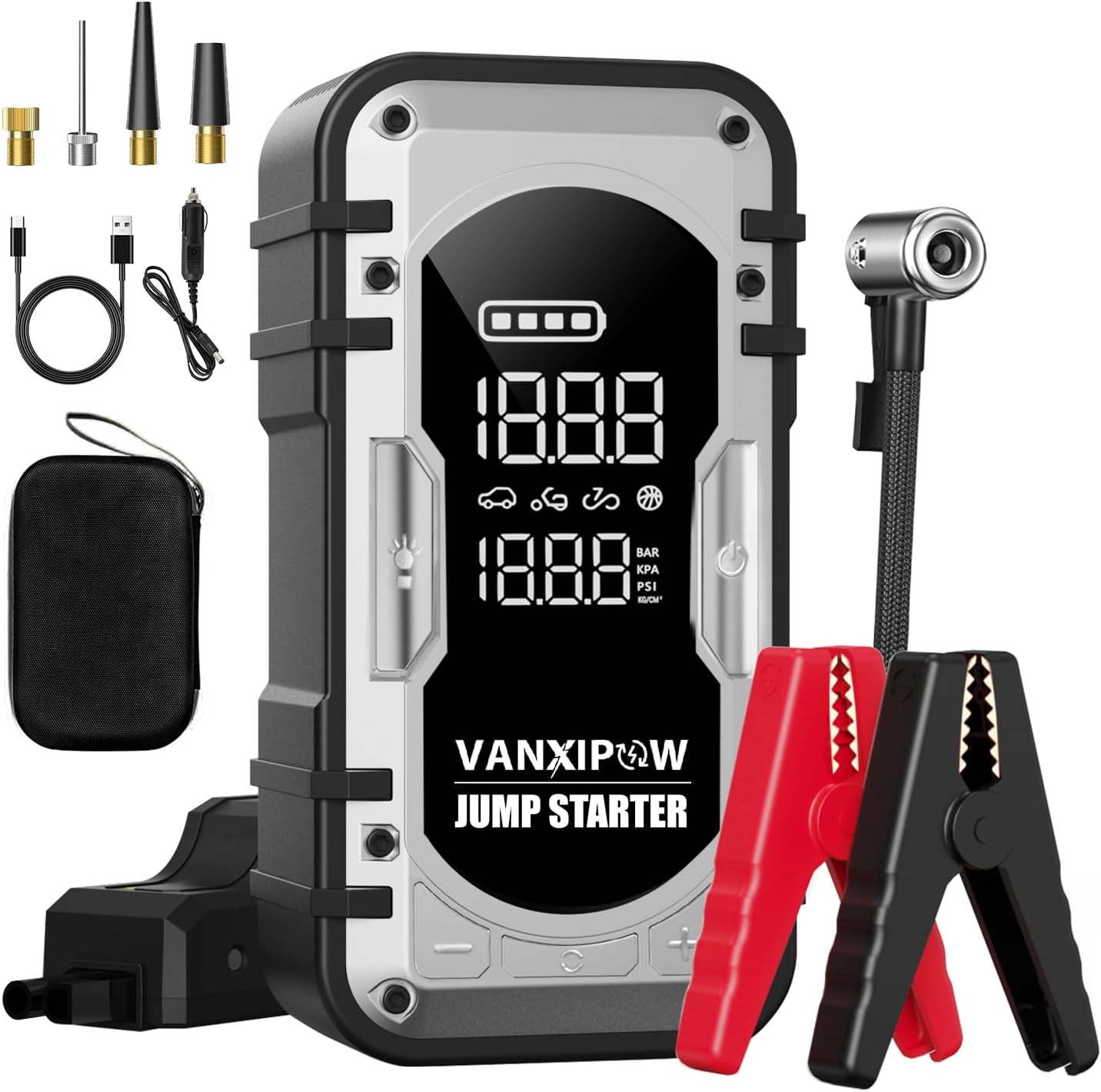 8000A Jump Starter with Air Compressor & Power Bank