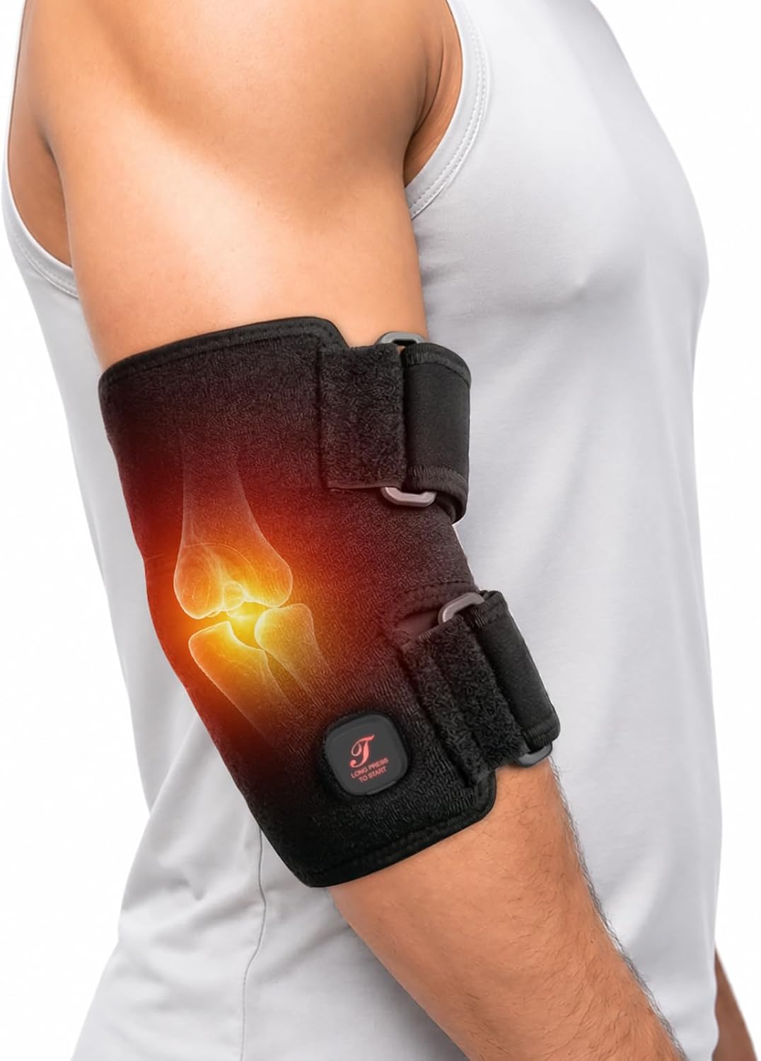 Cordless Heated Elbow Wrap for Tendonitis & Tennis Elbow Relief (Black)