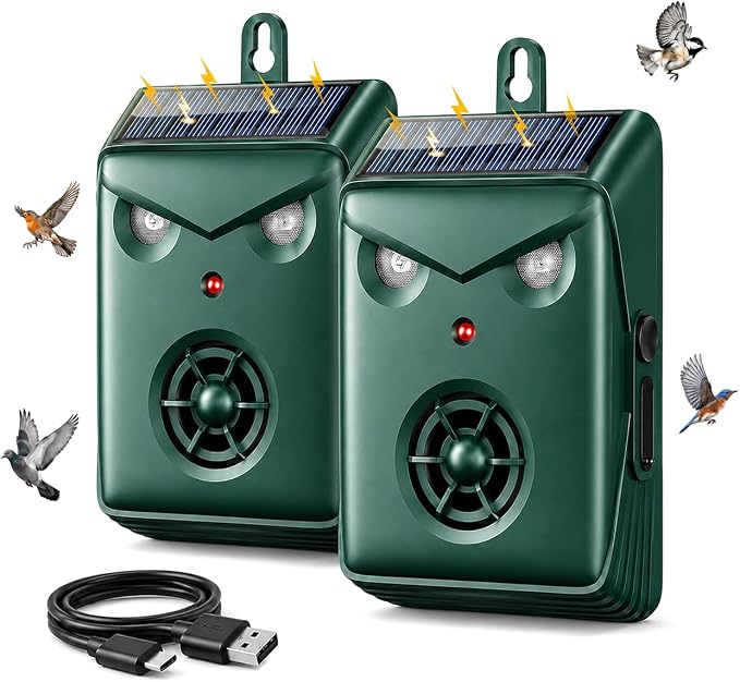 2026 Solar Ultrasonic Bird & Animal Repeller (2-Pack)