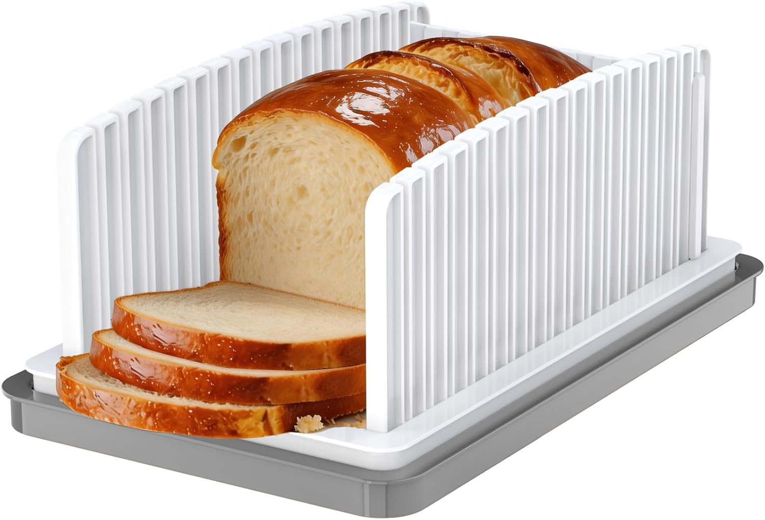 NIUXX Adjustable Plastic Bread Slicer with Crumb Tray