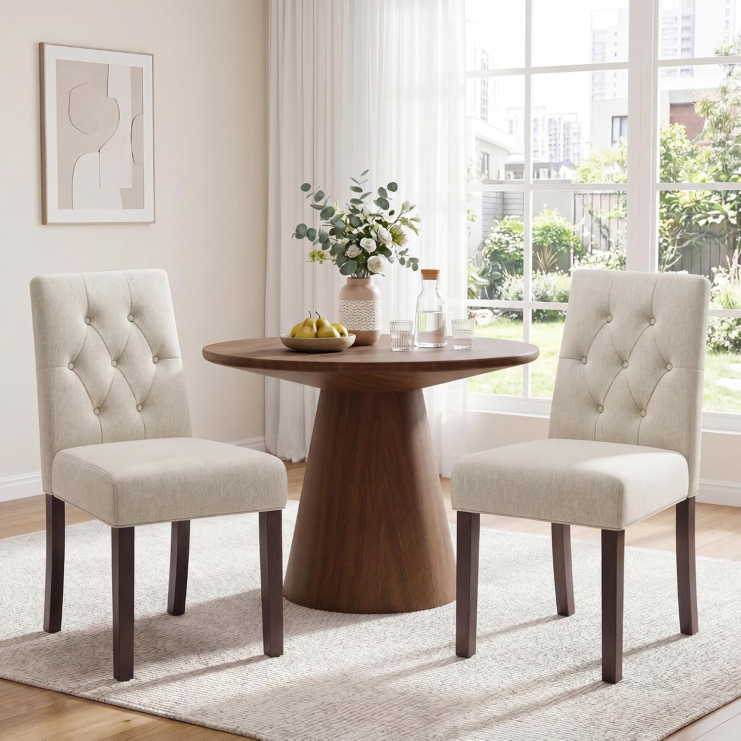 Modern Parsons Dining Chairs (Set of 2, Light Beige)
