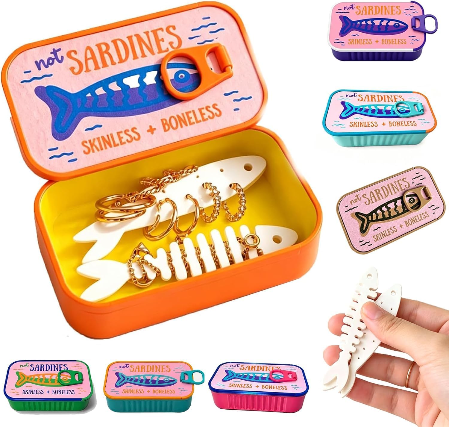 3D Printed Sardine Tin Jewelry Box (Orange)