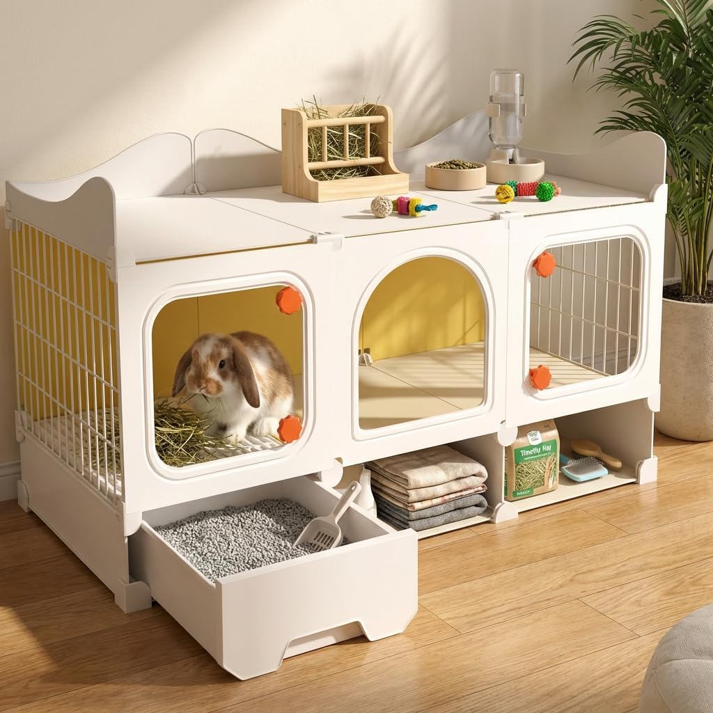 Spacious Rabbit & Small Animal Cage with Storage