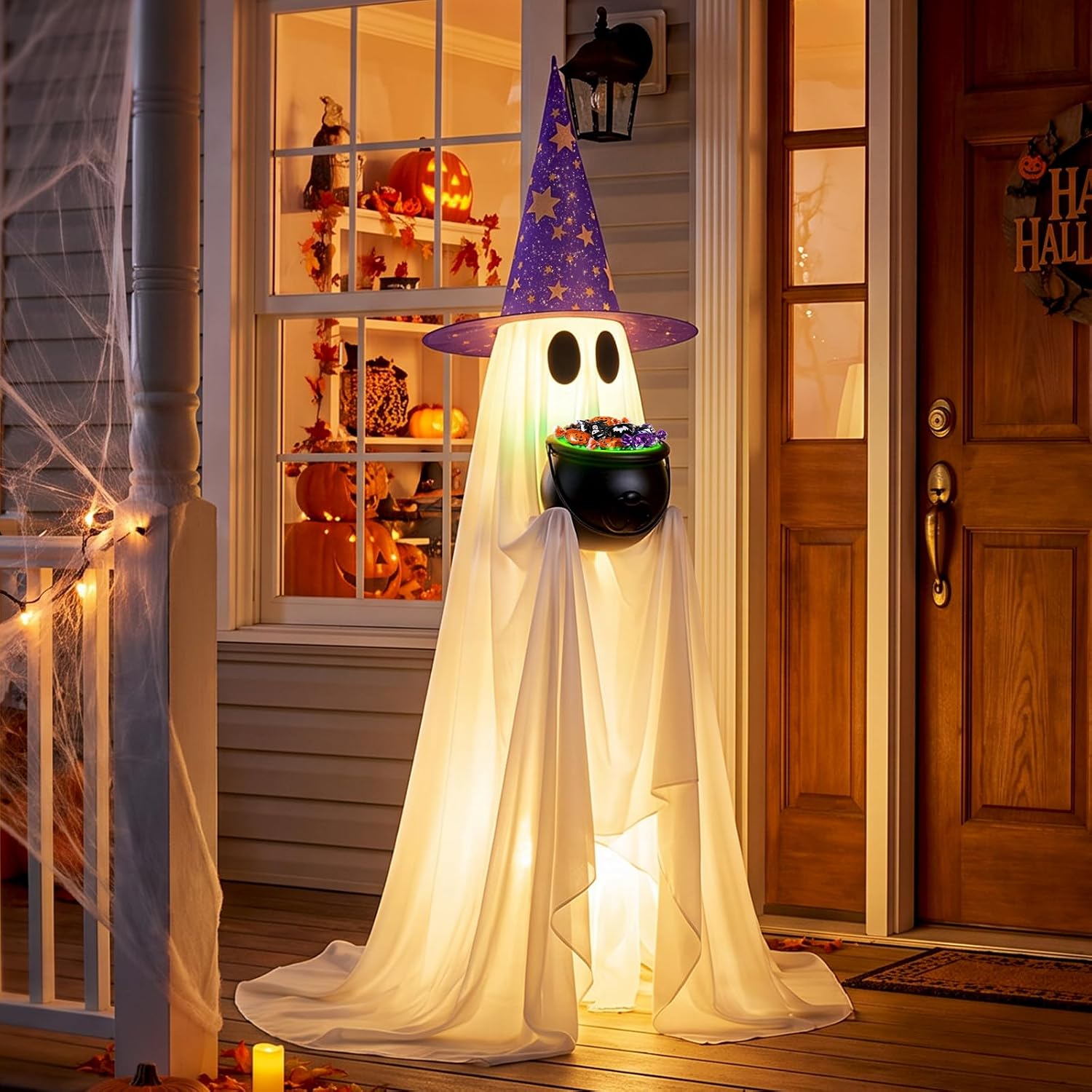 53” Lighted Halloween Ghost Cauldron