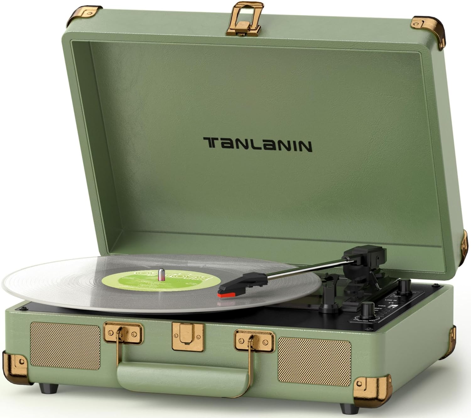 Vintage Suitcase Vinyl Record Player with Bluetooth (Sage Green)