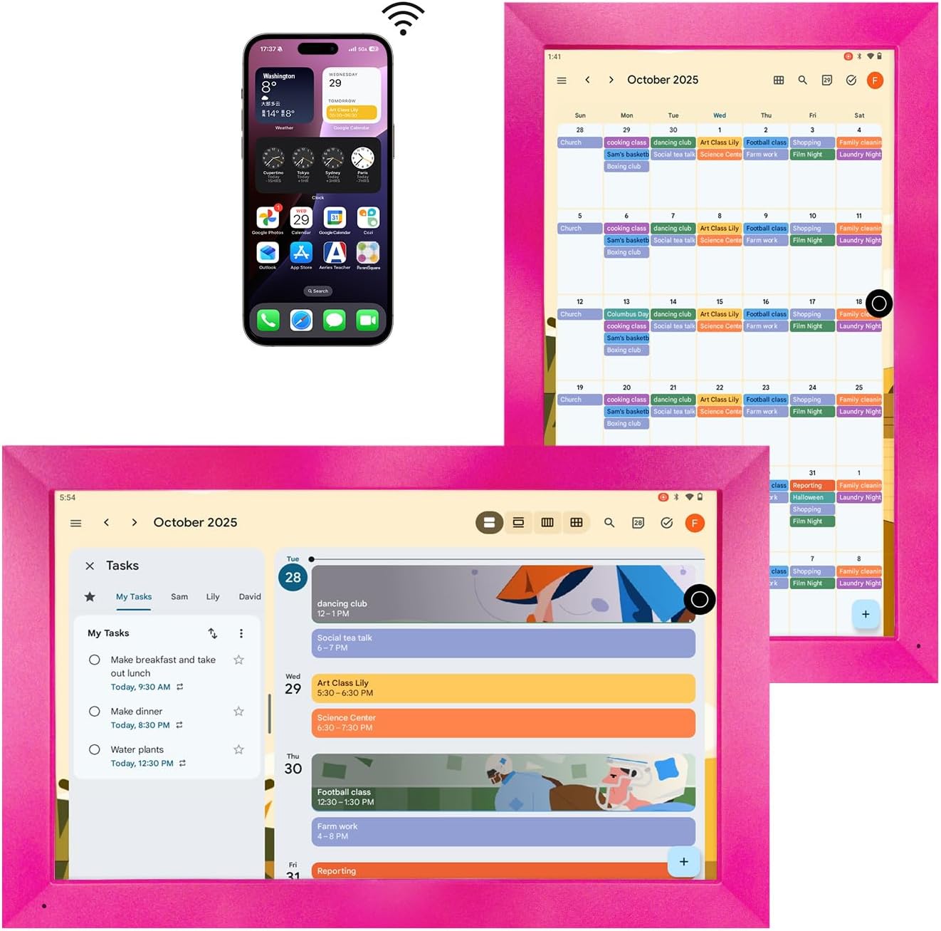 Smart WiFi Digital Picture Frame with Google Calendar & Google Play Integration