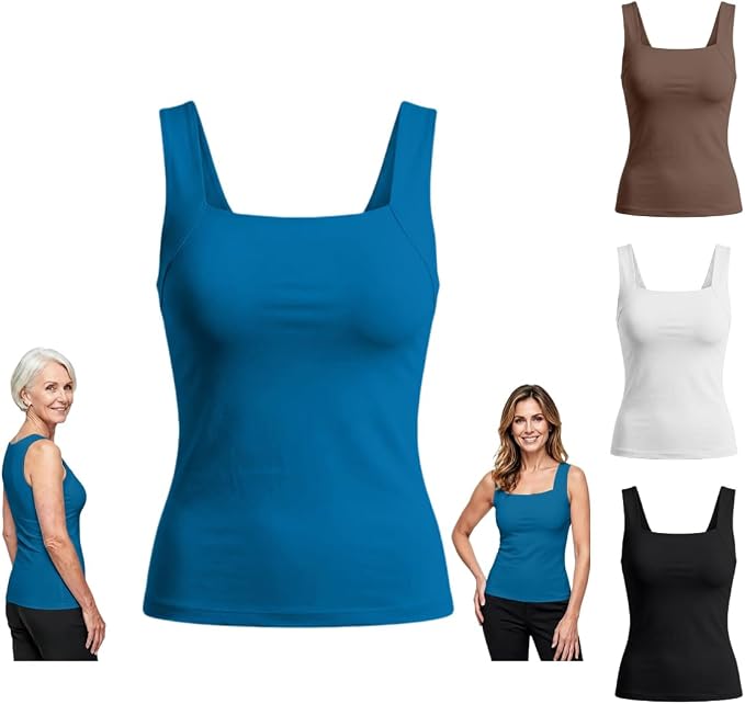 Tank Tops with Built-In Bra & Wide Shoulder Straps for Seniors
