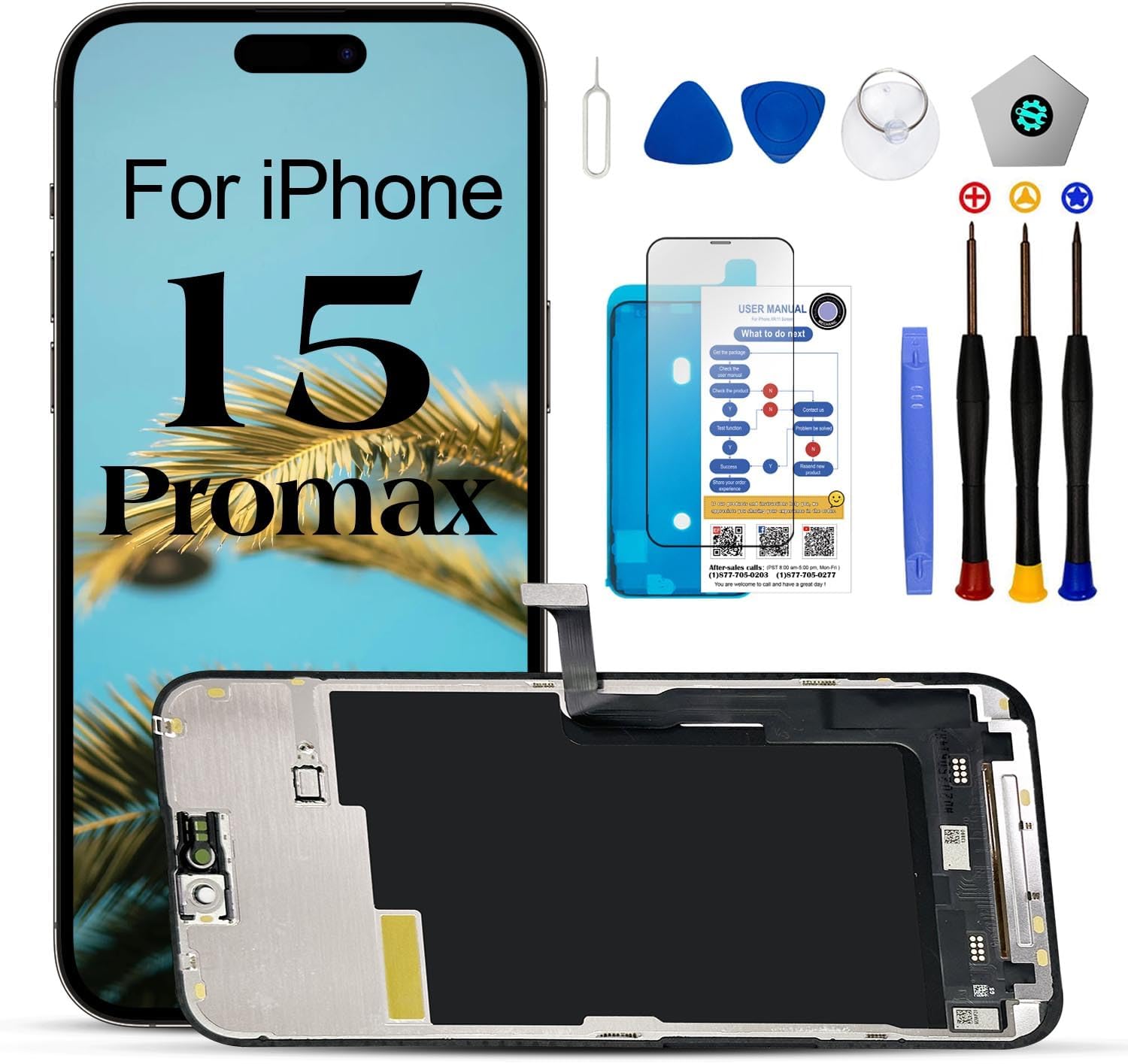 iPhone 15 Pro Max 6.7″ Screen Replacement Kit with Tools