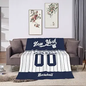 JAVON Personalized Baseball City Plush Throw Blanket (Custom Name & Number)