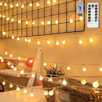 Globe String Lights – 32.8FT 80 LED USB Powered Waterproof Fairy Lights with Remote