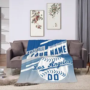 JAVON Personalized Baseball Fans Throw Blanket (Custom Name & Number)