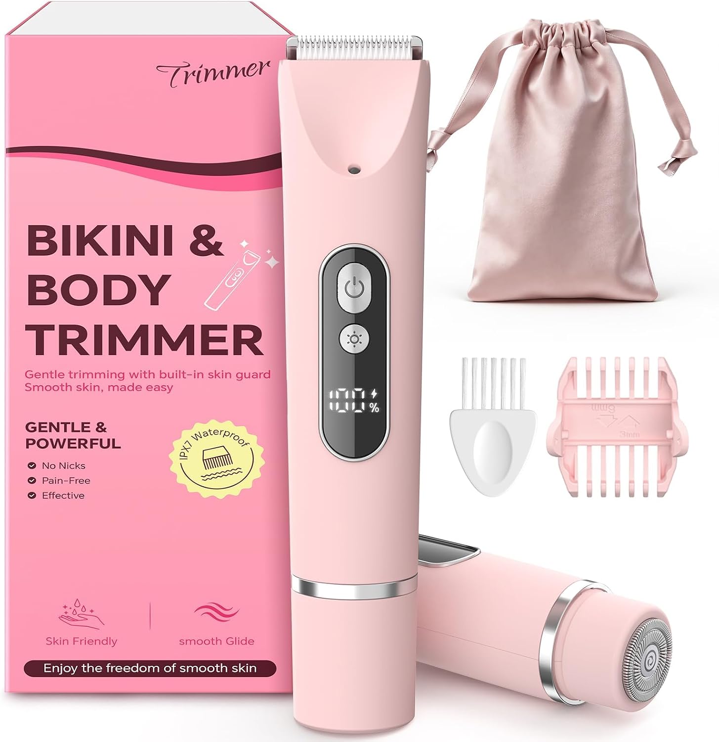 Electric Bikini Trimmer & Body Shaver for Women (Pink)