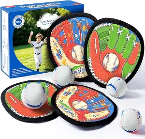 Toss and Catch Ball Game Set with Glove & Soft Balls for Kids