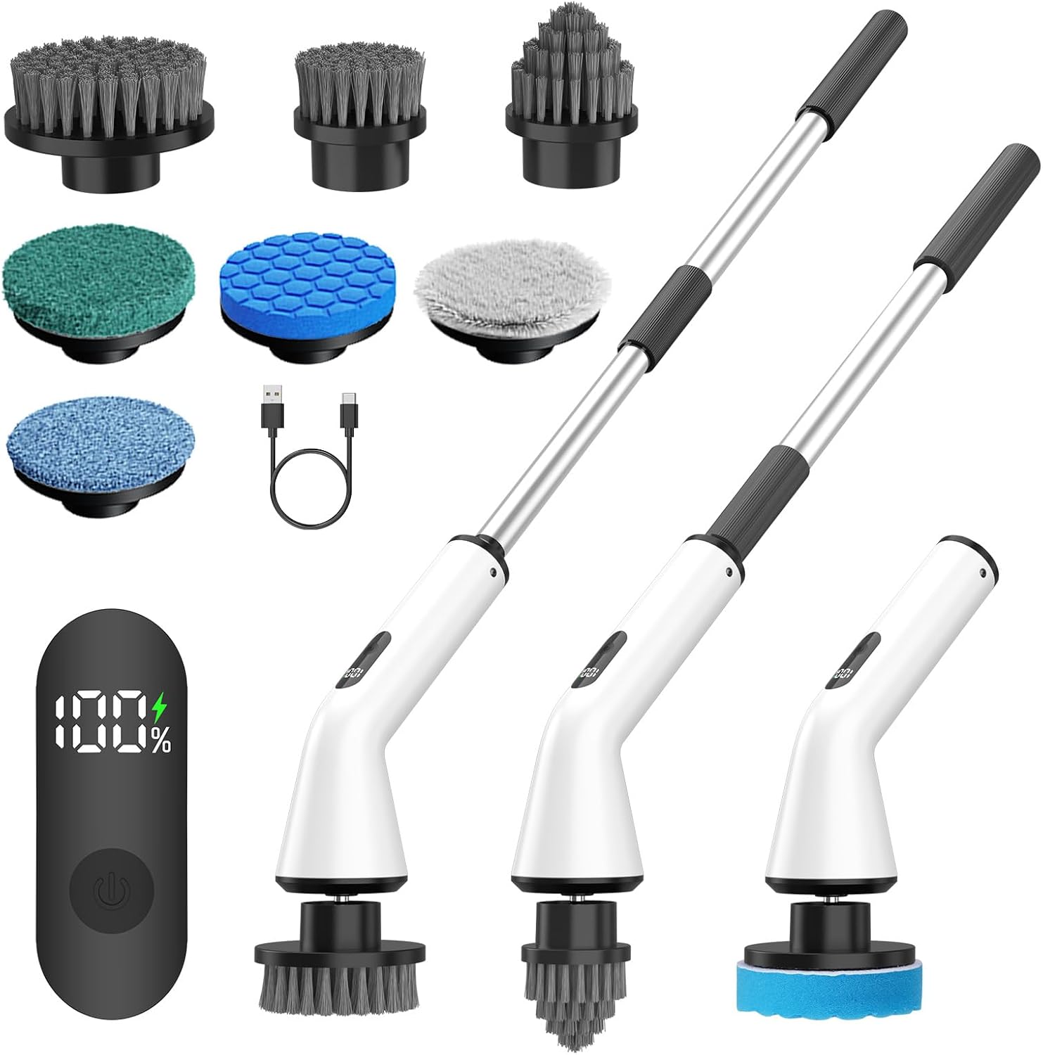 Electric Spin Scrubber for Bathroom & Home (7 Brush Heads)
