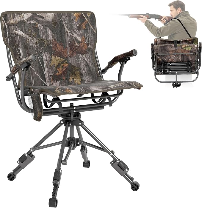 ALPHA CAMP 360° Silent Swivel Folding Hunting Blind Chair (330 LBS Capacity)
