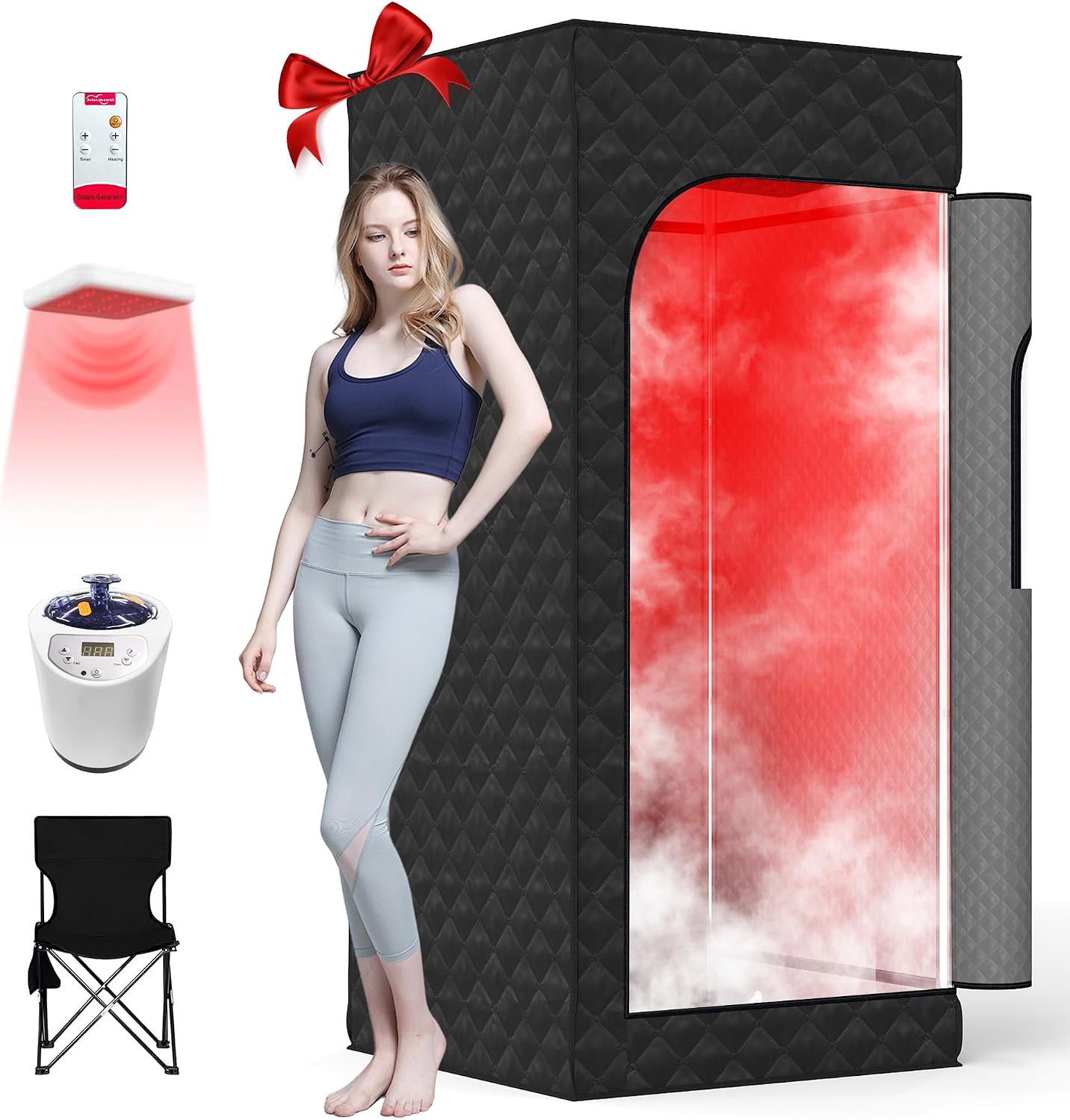 Portable Infrared & Steam Sauna Box with Red Light Therapy
