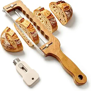 Solid Walnut Wood Bread Bow Knife Set v