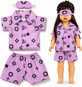18 Inch Doll Pajamas Set – 3-Piece Doll Sleepwear (7 Colors Value Pack)
