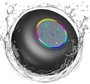 Bluetooth Shower Speaker with LED Lights (Black)