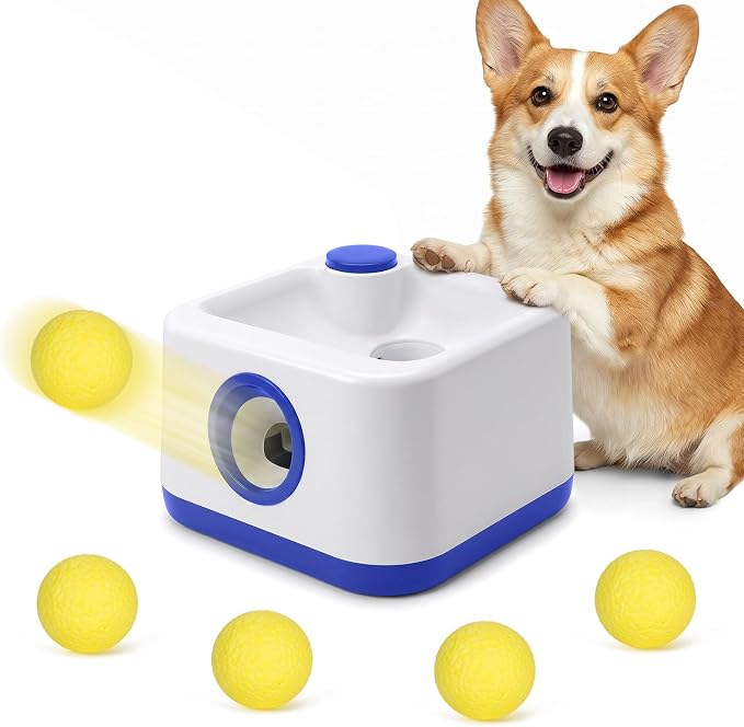 JIANAYANA Interactive Automatic Dog Ball Launcher with 5 ETPU Balls