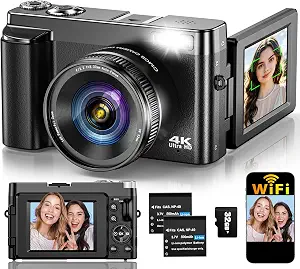 4K Digital Camera for Photography & Vlogging (64MP Autofocus with WiFi)