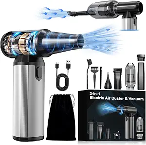 2-in-1 Compressed Air Duster & Vacuum with 320,000 RPM Brushless Motor