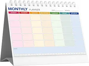 Undated Desk Monthly Planner Calendar Stand