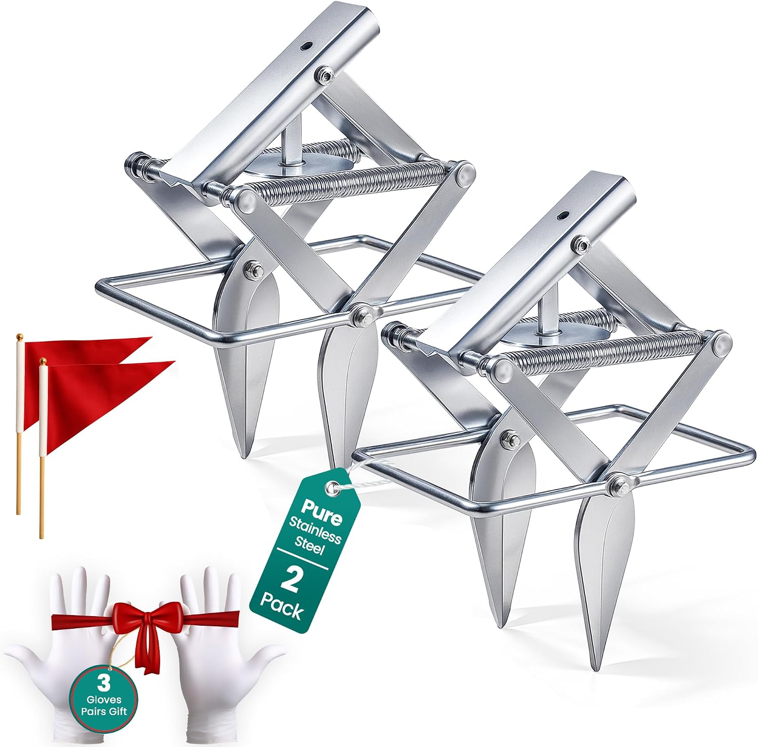 2-Pack Reusable Galvanized Steel Scissor Mole & Gopher Traps