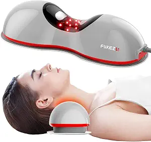 Heated Neck Stretcher & Wireless Massager Pillow with Red Light