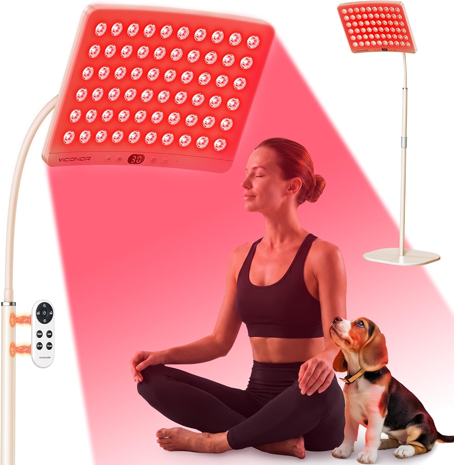 Red Light Therapy Lamp for Body & Face with Adjustable Stand (Apricot)