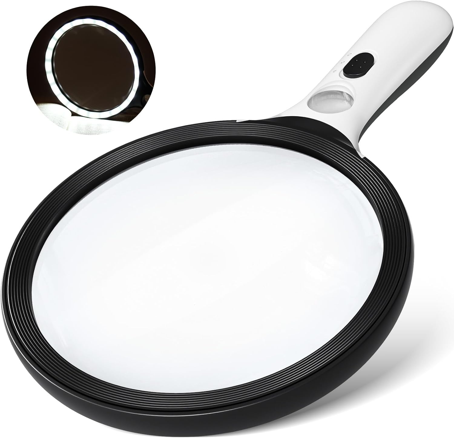 Large 5″ Illuminated Handheld Magnifying Glass with 24 LEDs & 1 UV Light