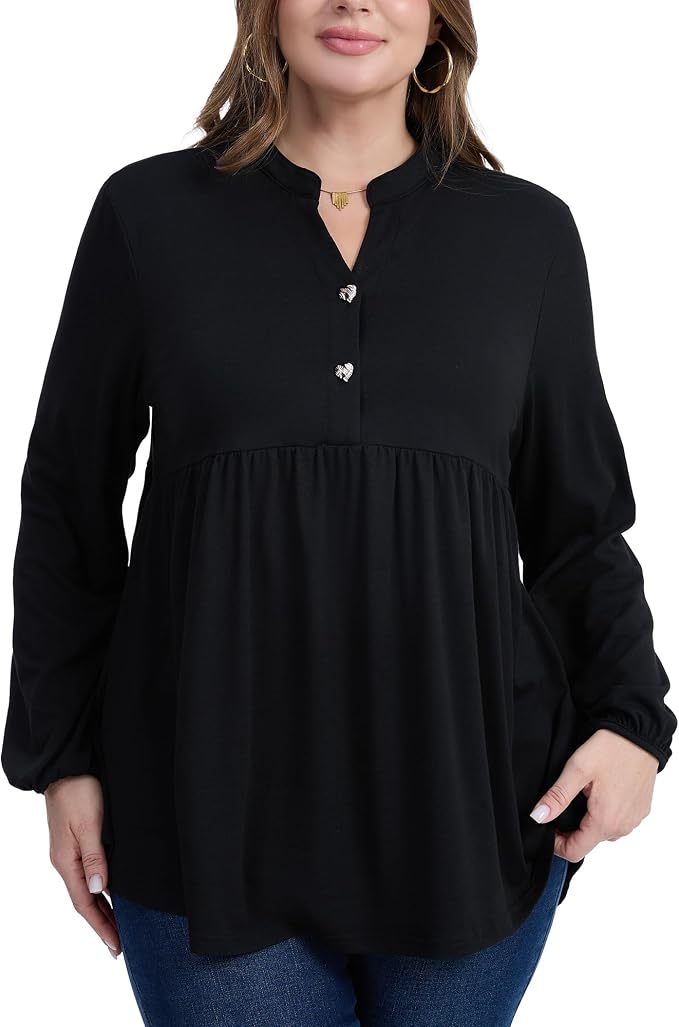 Womens Plus Size Babydoll Blouse