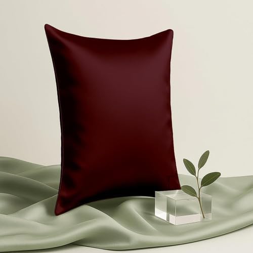 EDMUND® 500 Thread Count Cotton Blend Satin Zipper Pillowcases – Vintage Wine (Set of 2)
