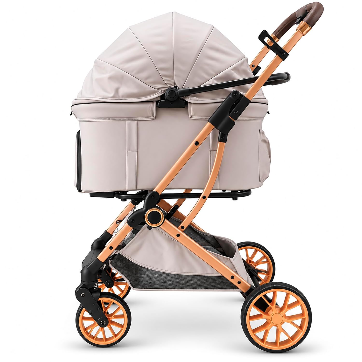 3-in-1 Foldable Pet Stroller with Removable Carrier (Gray)