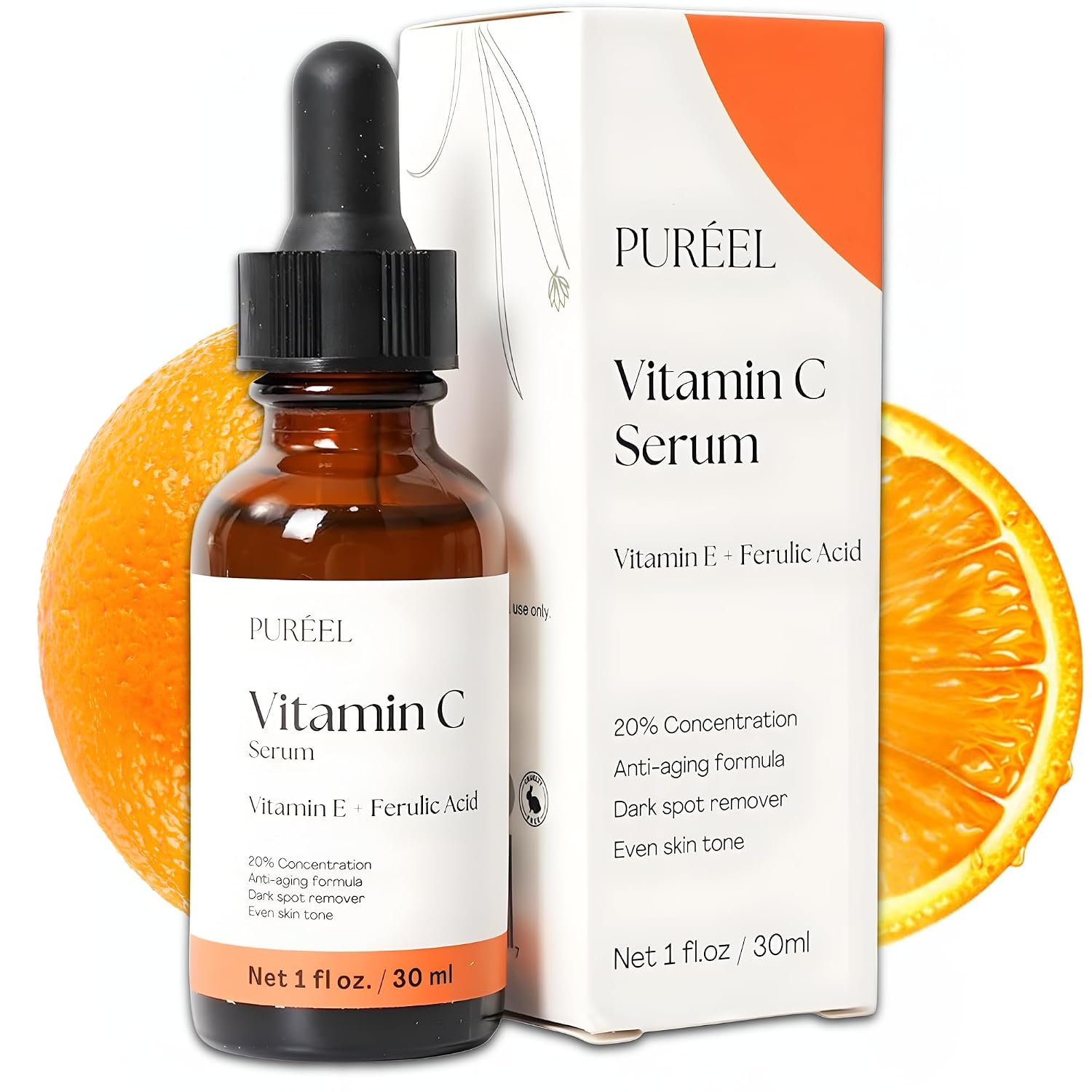 Puréel 20% Vitamin C Facial Serum with Vitamin E & Ferulic Acid (1 fl oz)