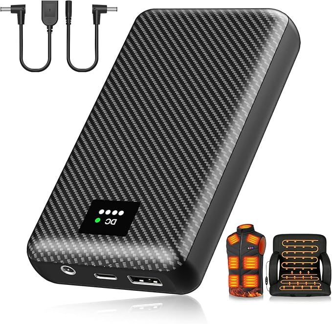 THEKUKU 7.4V 30000mAh Heated Vest Battery Pack & Portable Charger (Black)