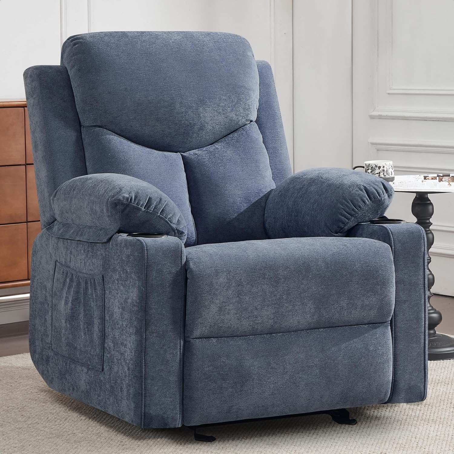Massage Rocker Recliner Chair for Adults (Navy Blue)