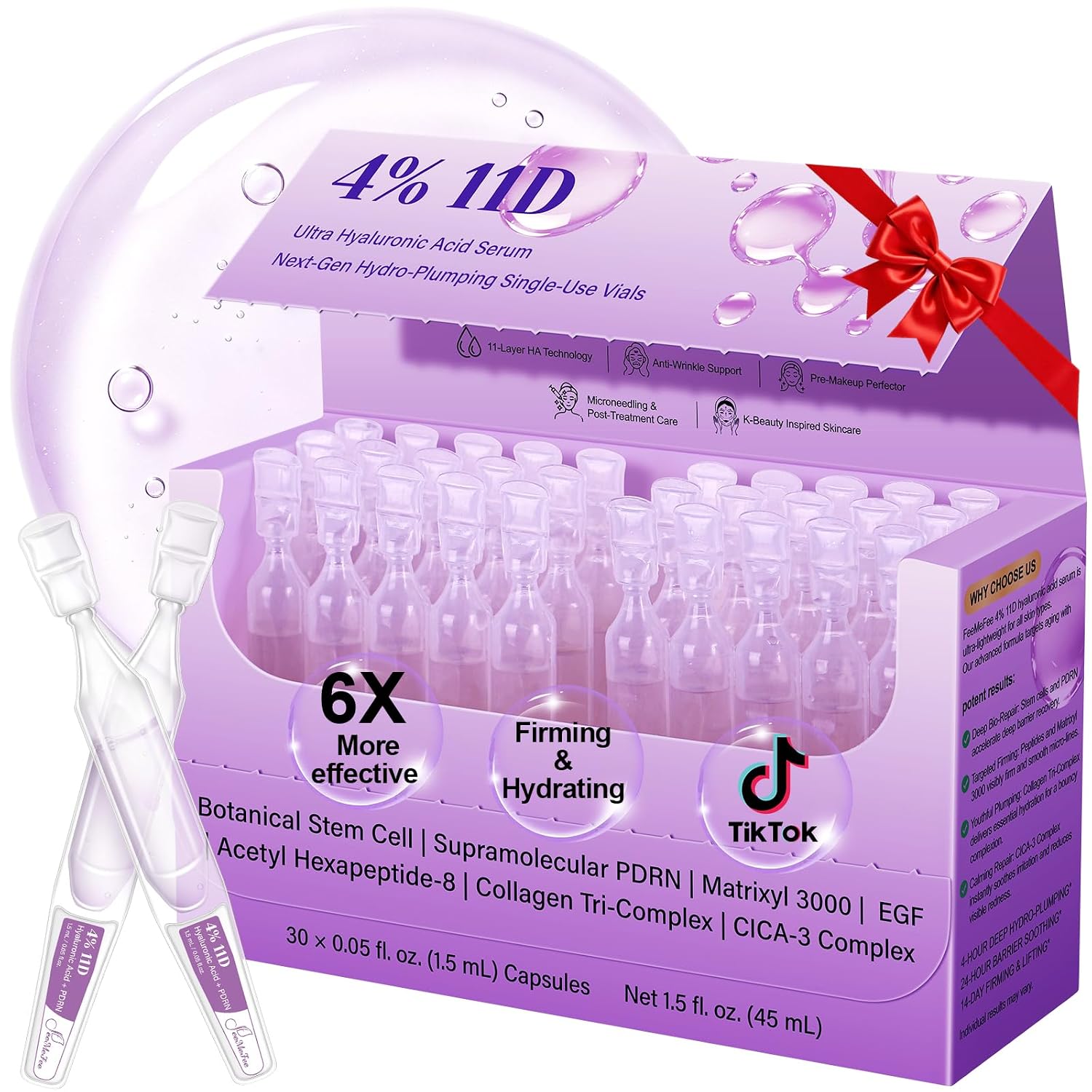 4% Ultra Hyaluronic Acid Facial Serum 11D with PDRN Salmon DNA (30 Count)