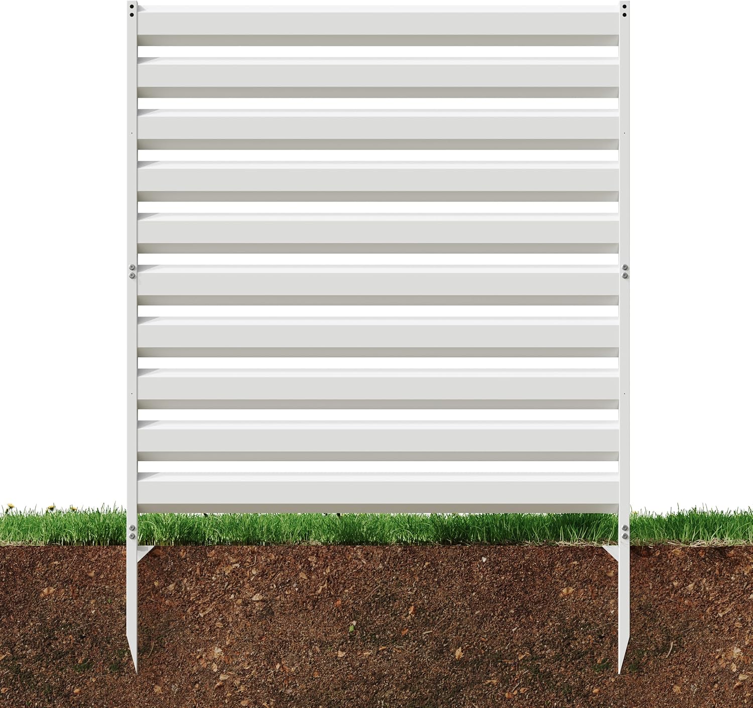 CJF 42″ x 38″ Metal Air Conditioner Fence & Outdoor Privacy Screen Panel (White)