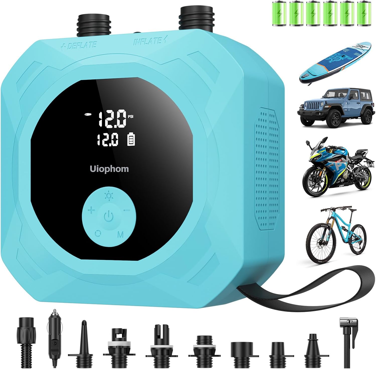 50 PSI Rechargeable Paddle Board Electric Pump (15,600mAh) with Dual-Stage Auto-Off