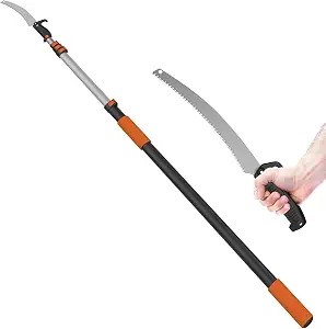 LAANPOLE 36FT Telescoping Tree Trimmer & Manual Pole Saw (Orange)